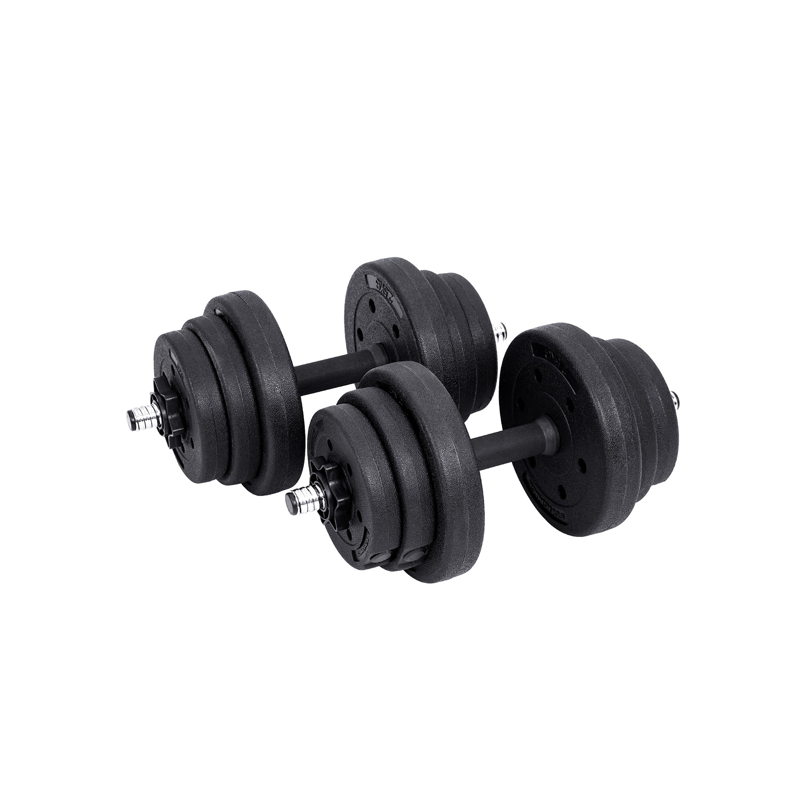 SONGMICS 2-i-1 håndvægtsæt, 2 x 10 kg justerbare håndvægte med ekstra vægtstang, plastbelagte vægtskiver, fitnesstræning, hjemmegym, sort SYL20HBK