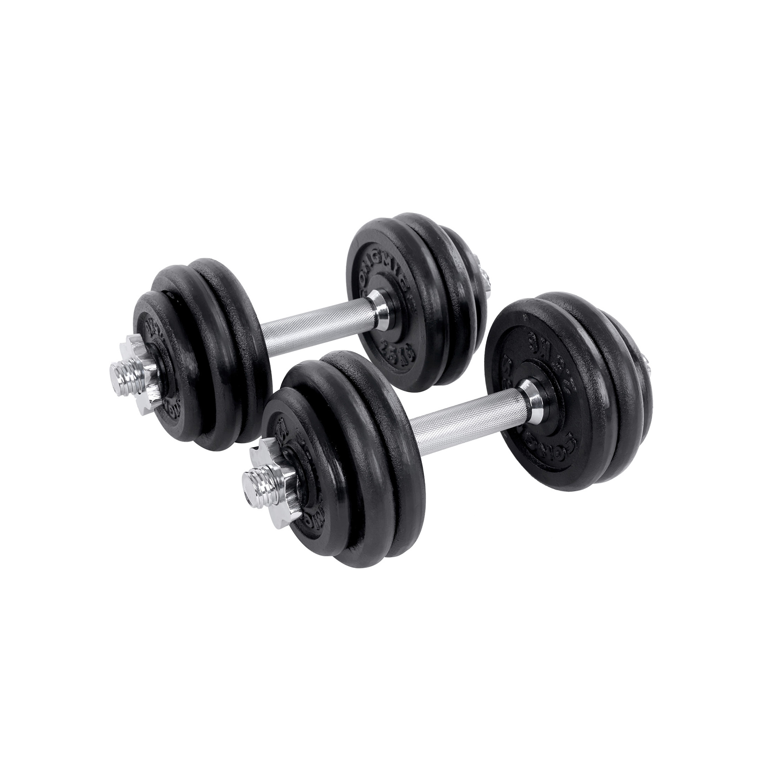 SONGMICS 2-i-1 håndvægtsæt, 2 x 15 kg justerbare vægte i støbejern, med ekstra stålvægtstang, fitnesstræning, vægtløftning, hjemmegym, sort SYL30LBK