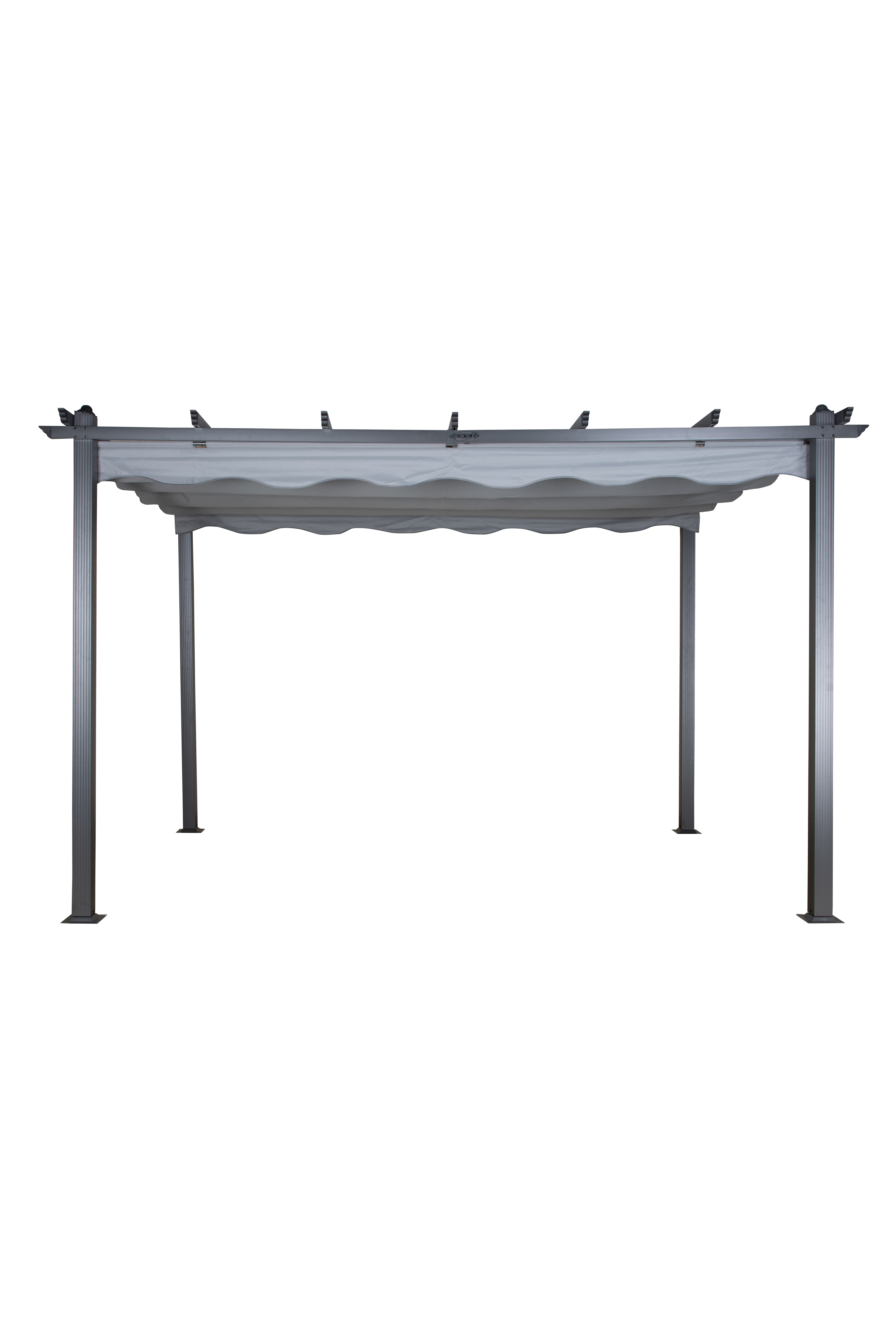 VENTURE DESIGN Lazio pergola, rektangulær - grå polyester og sort aluminium (393x293)