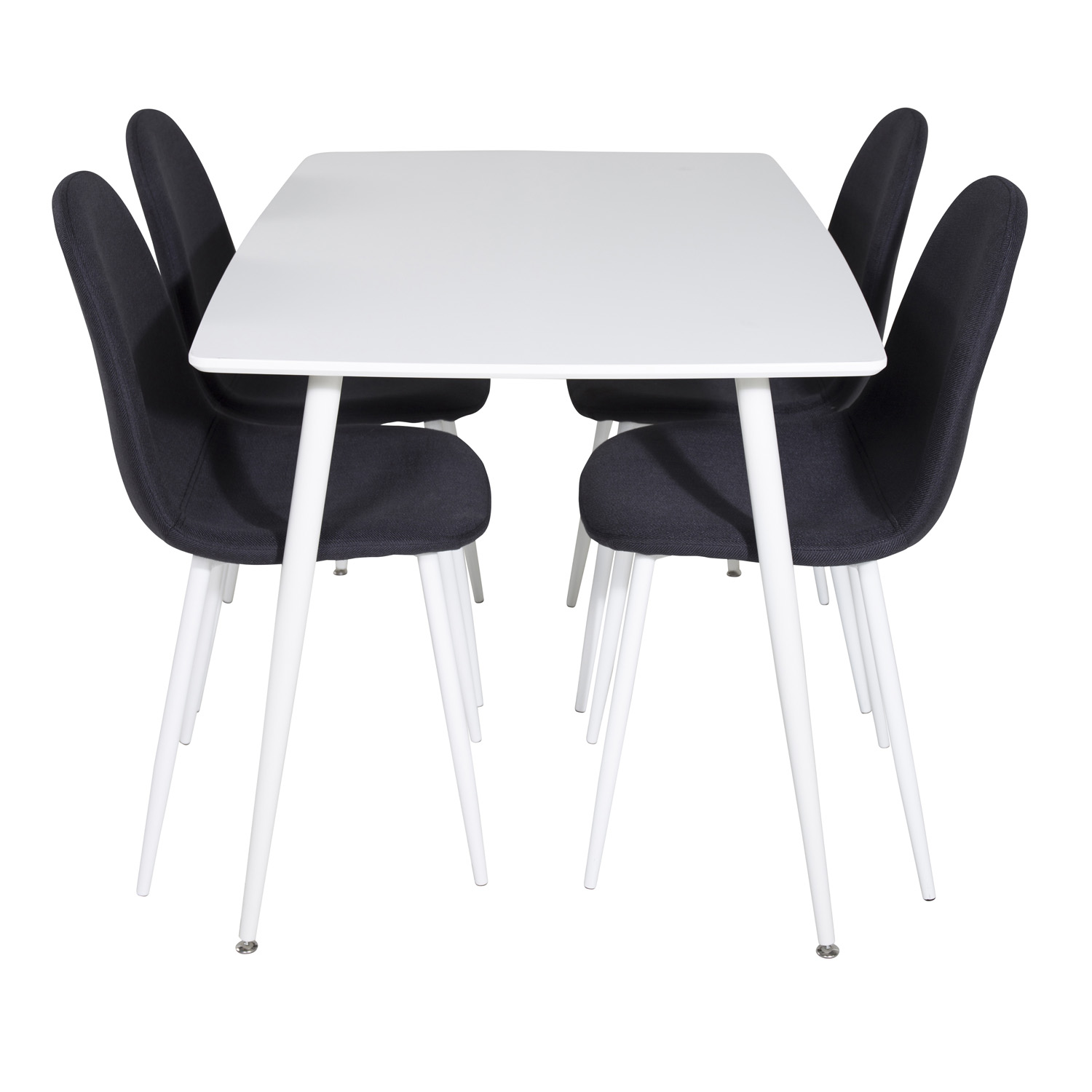 Billede af VENTURE DESIGN Polar spisebordssæt, m. 4 stole - hvid MDF/hvid metal og sort polyester/hvid metal