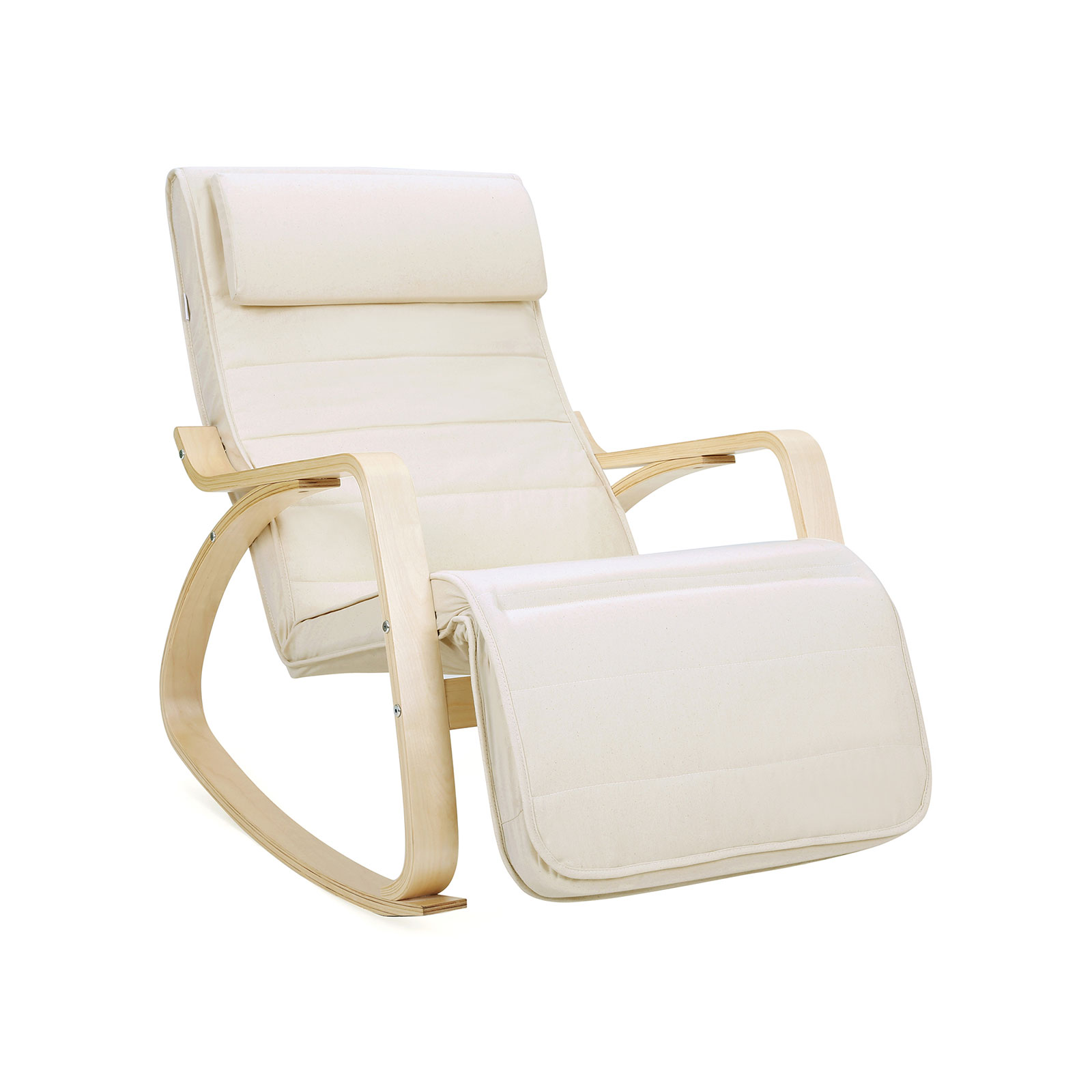 SONGMICS Solseng Afslappende Gyngestol med Justerbar Fodstøtte Maks. Belastning: 150 kg Beige LYY10M