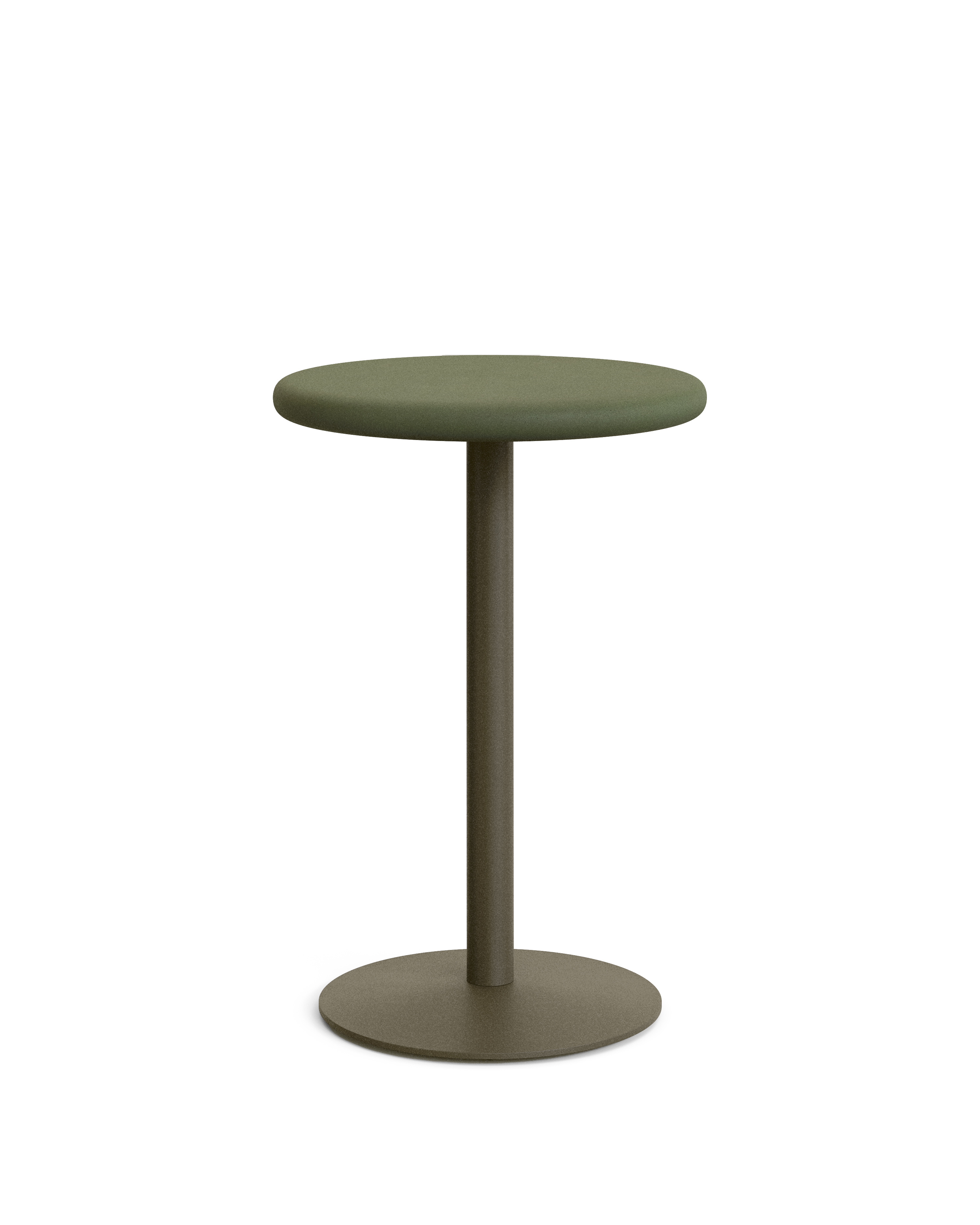 KAVE HOME Esilda udendørs højt rundt bord med grøn cementplade Ã70cm og grønt stålfod Ã55x96cm