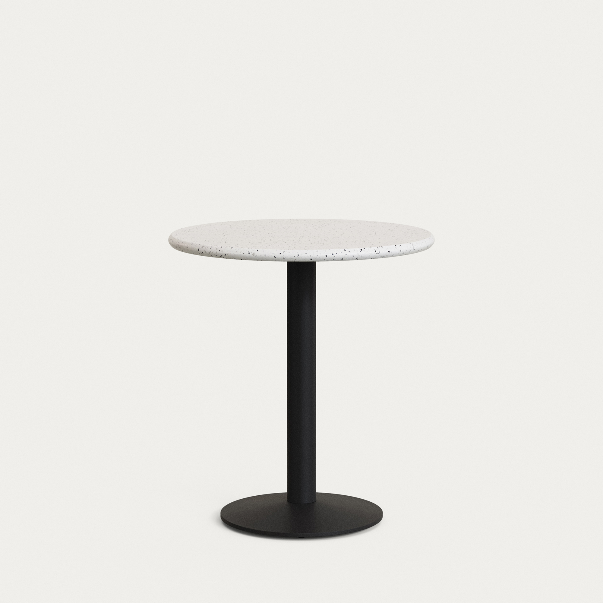 KAVE HOME Saura havebord, rund – hvid terrazzo og sort metal (É70×75)