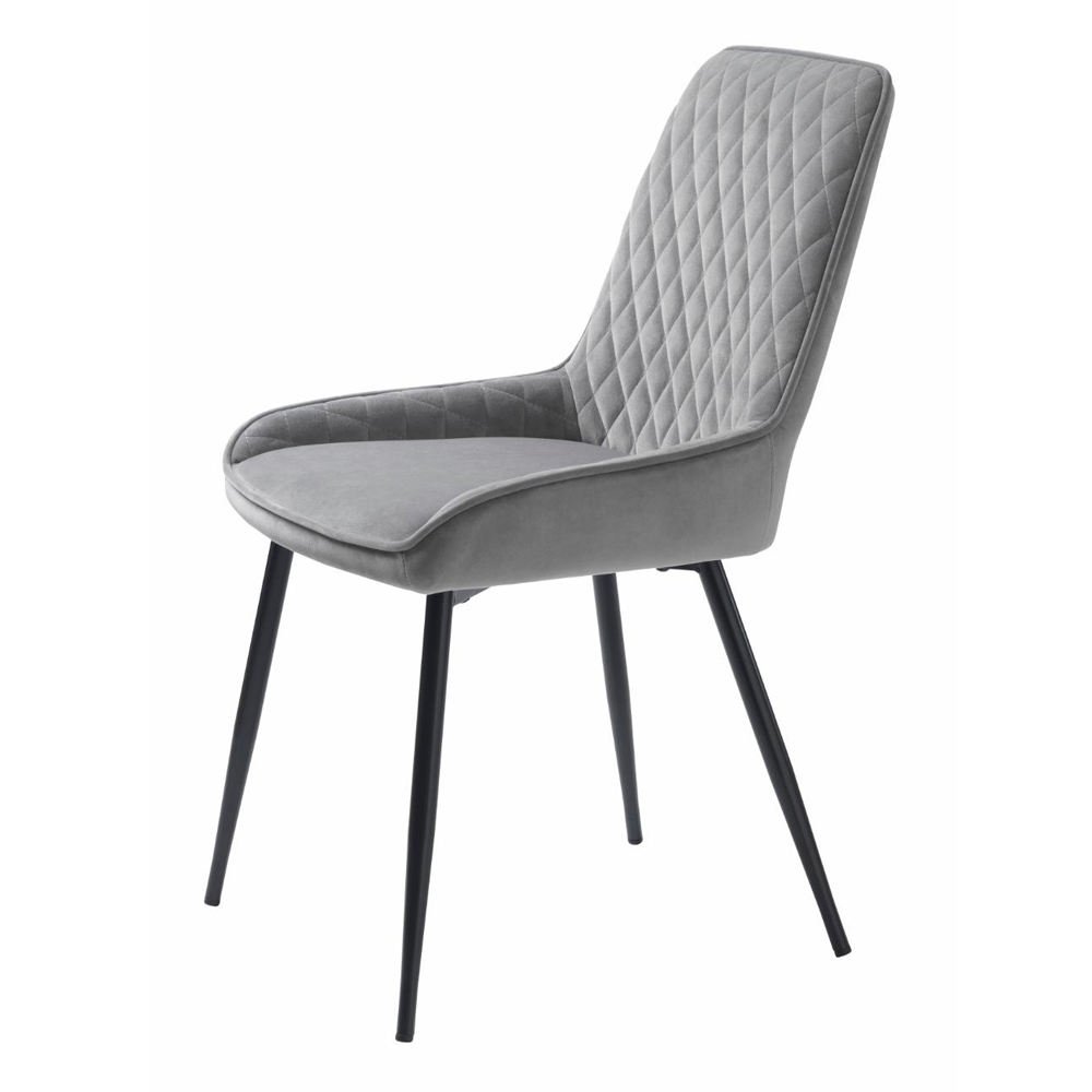 Tranquil spisebordsstol - grå polyester fløjl og sort metal