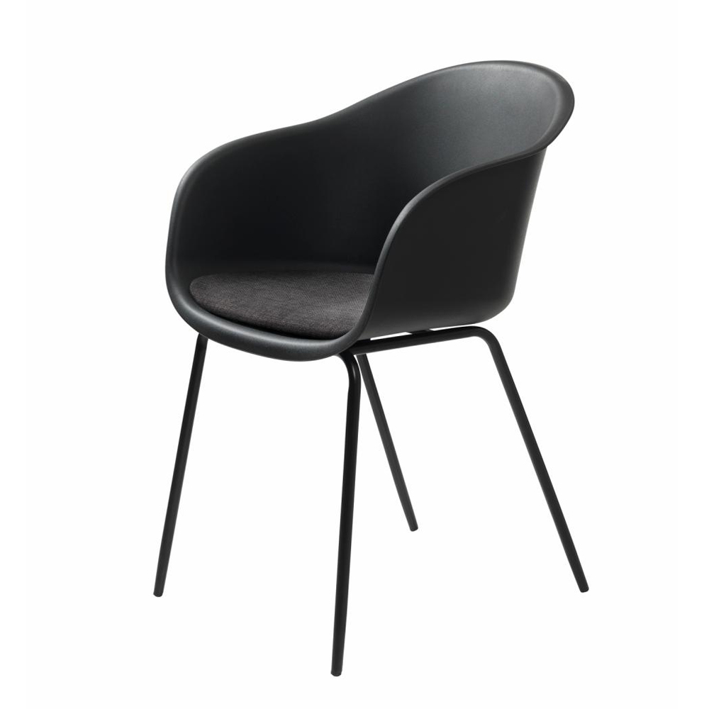 Elegance spisebordsstol, m. armlæn - sort polypropylen og sort metal