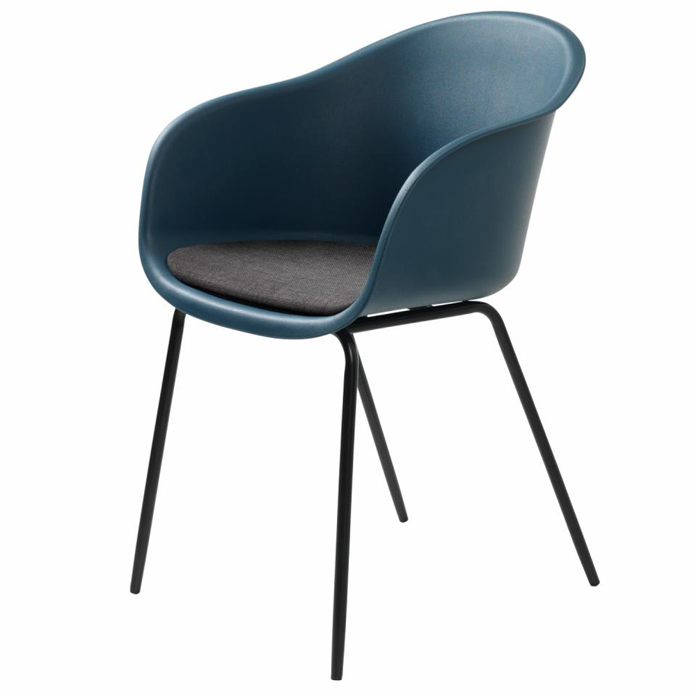 UNIQUE FURNITURE Topley spisebordsstol, m. armlæn - mørkeblå polypropylen og sort metal