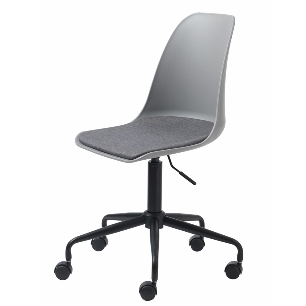 Zeni kontorstol, m. hjul - grå polypropylen og sort metal