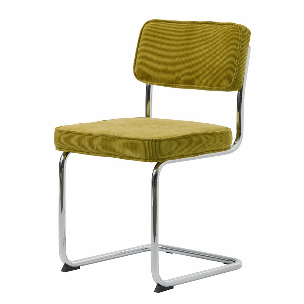 Regal spisebordsstol - grøn cordoroy polyester fløjl og krom metal