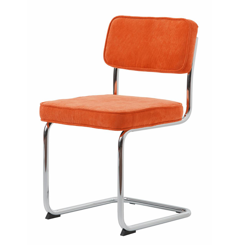 Regal spisebordsstol - orange cordoroy polyester fløjl og krom metal