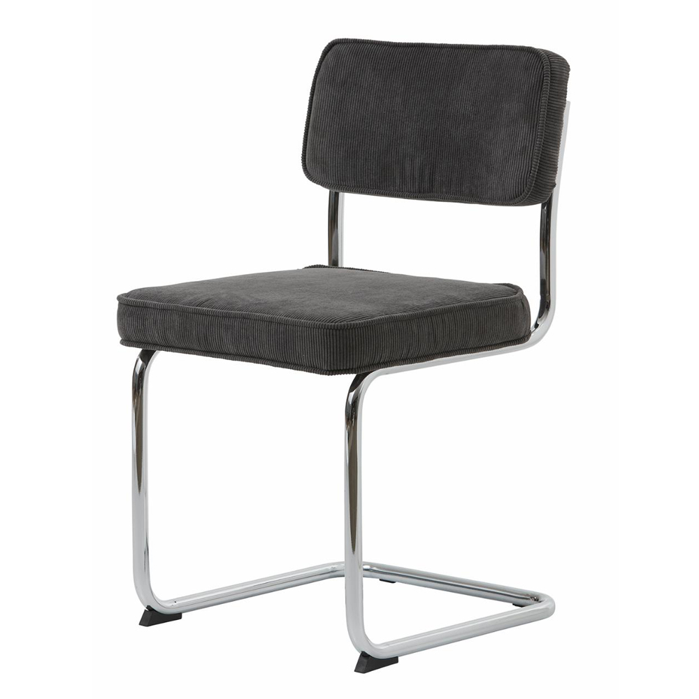 Regal spisebordsstol - grå cordoroy polyester fløjl og krom metal