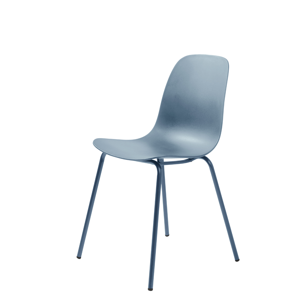 Aurora spisebordsstol - støvet blå polypropylen og støvet blå metal