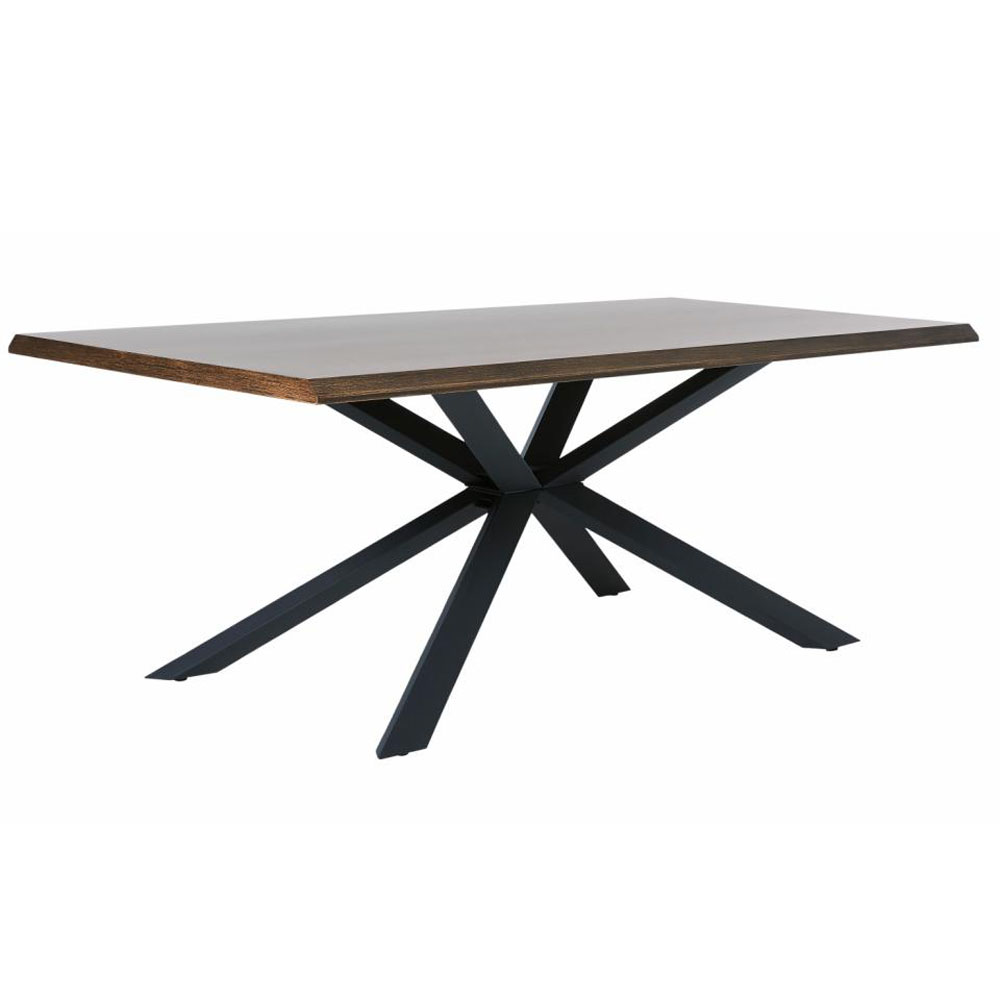 Royal spisebord, rektangulær - røget egefinér og sort metal (90x160)