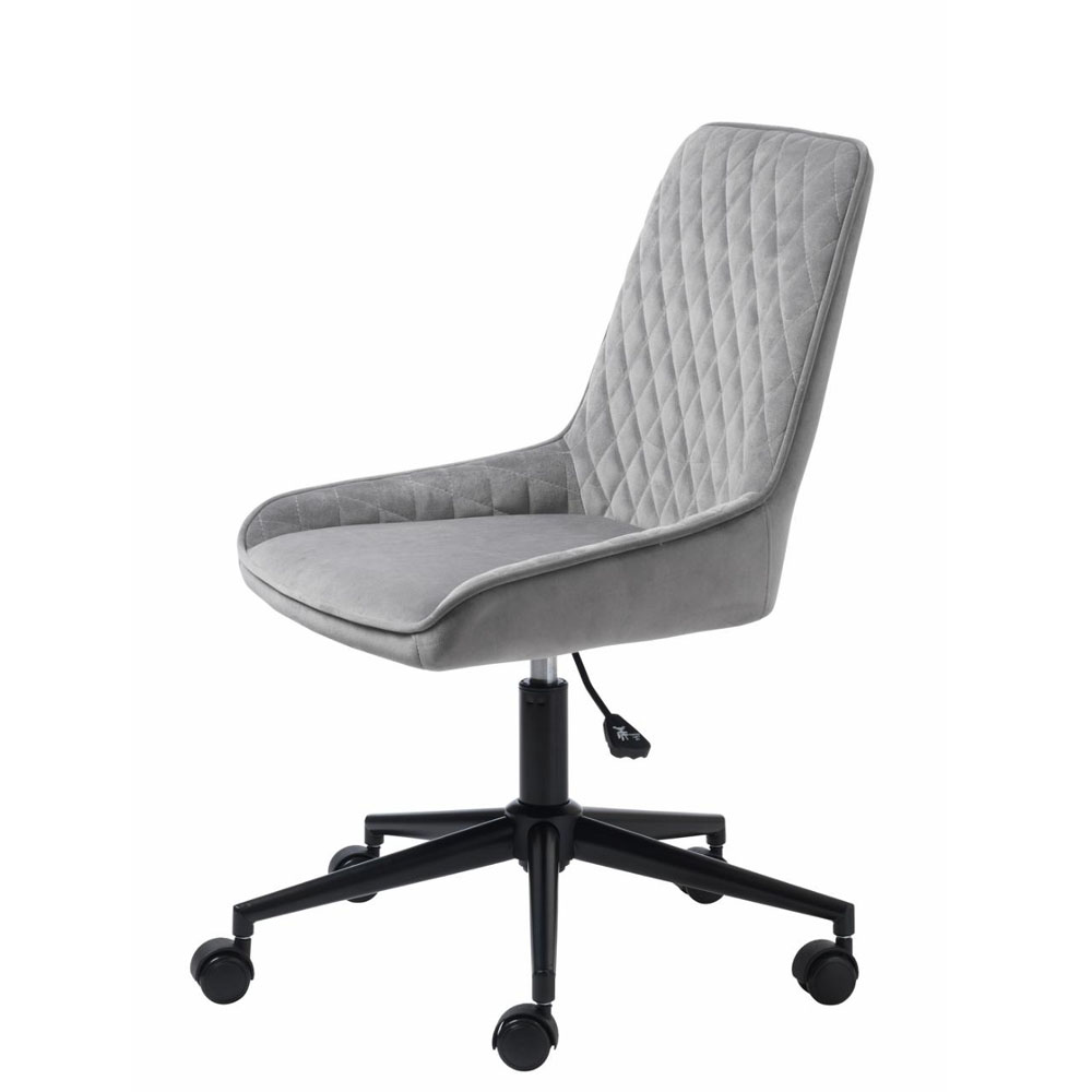 Tranquil kontorstol, m. hjul - grå polyester fløjl og sort metal