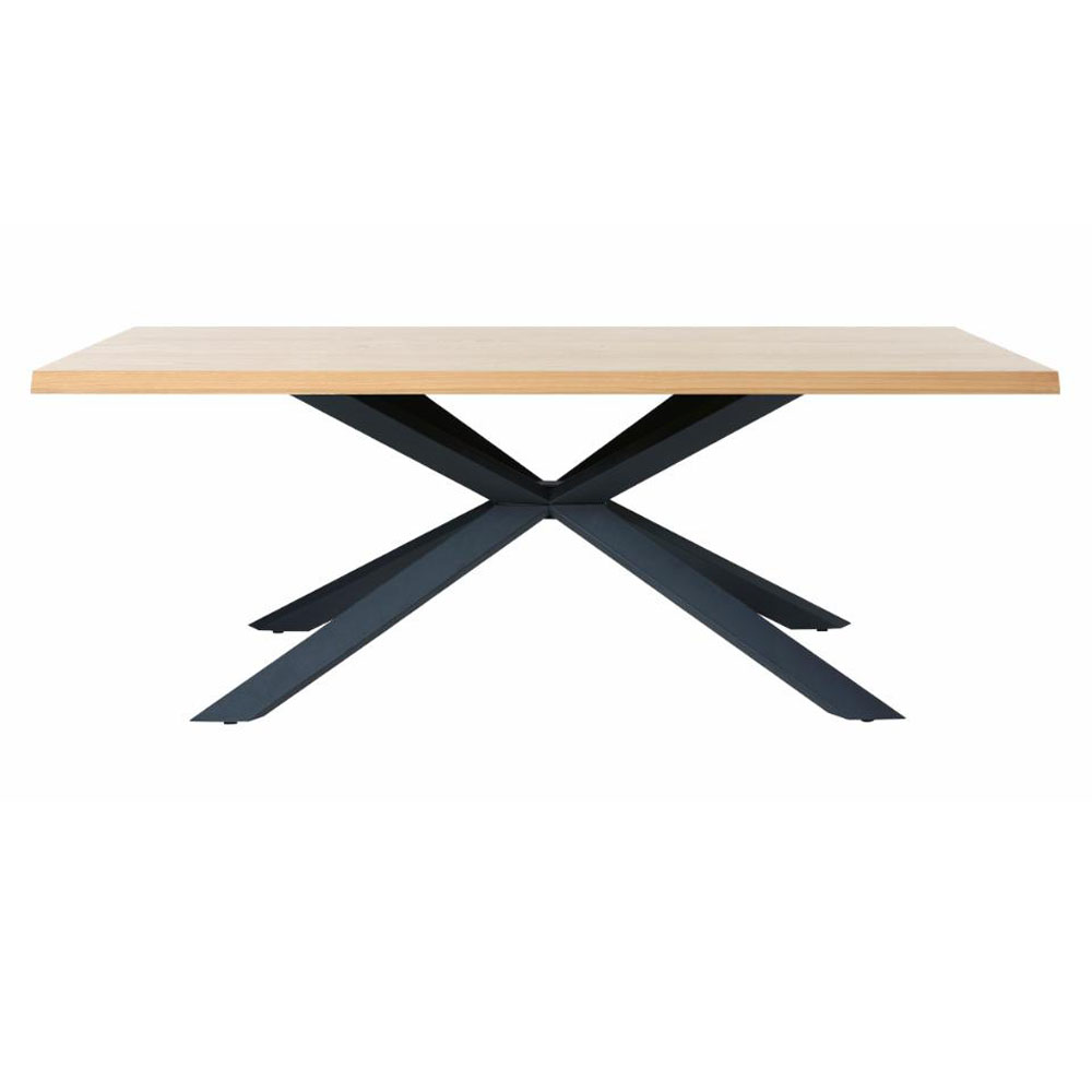 Royal spisebord, rektangulær - natur egefinér og sort metal (100x200)