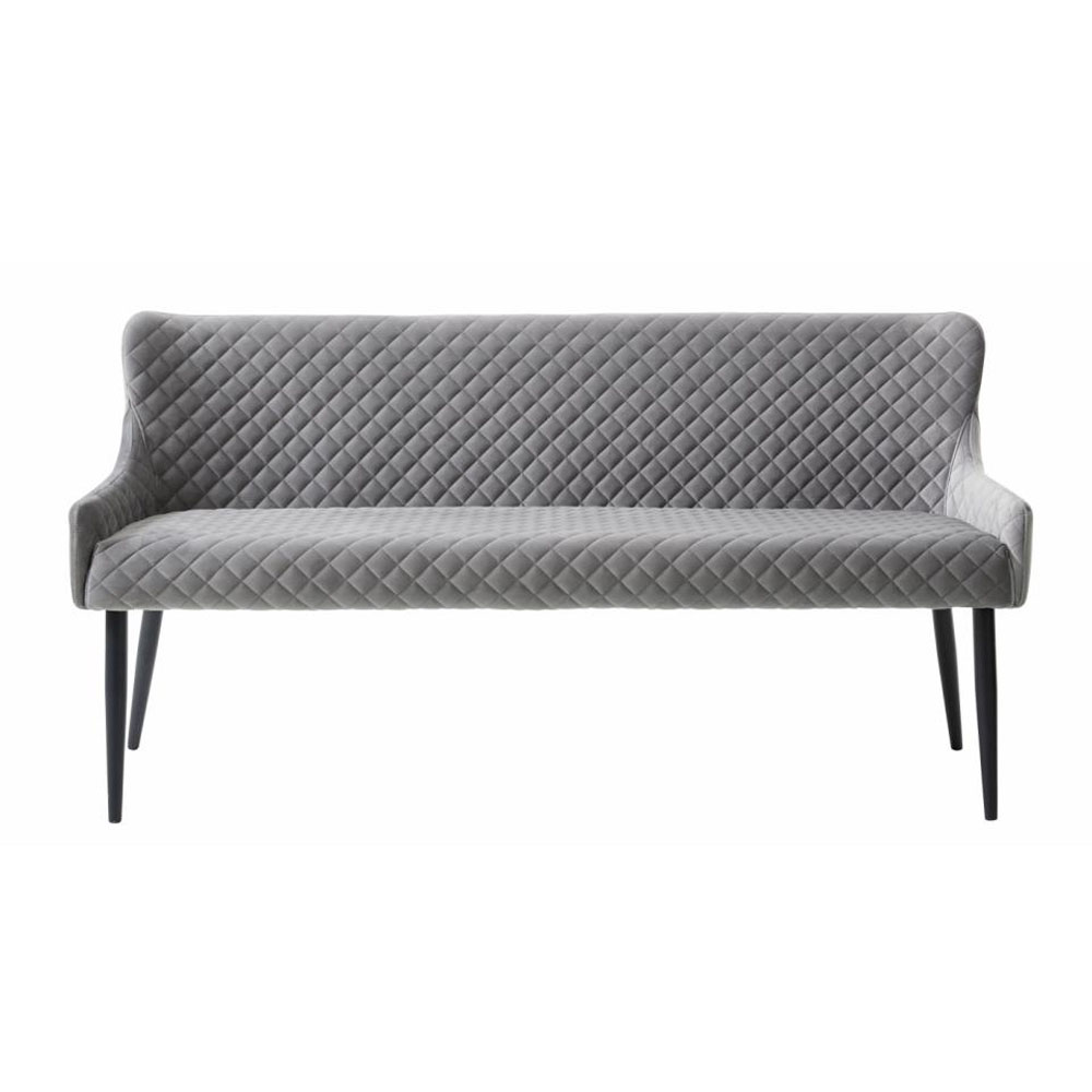 Summit sofabænk, rektangulær - grå polyester fløjl og sort metal (160x60)