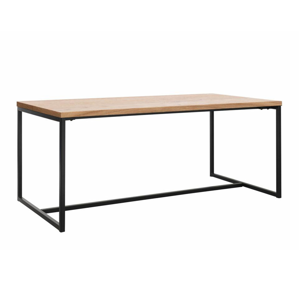 Echelon spisebord, rektangulær - natur egefinÃ¨r/eg og sort metal (90x180)