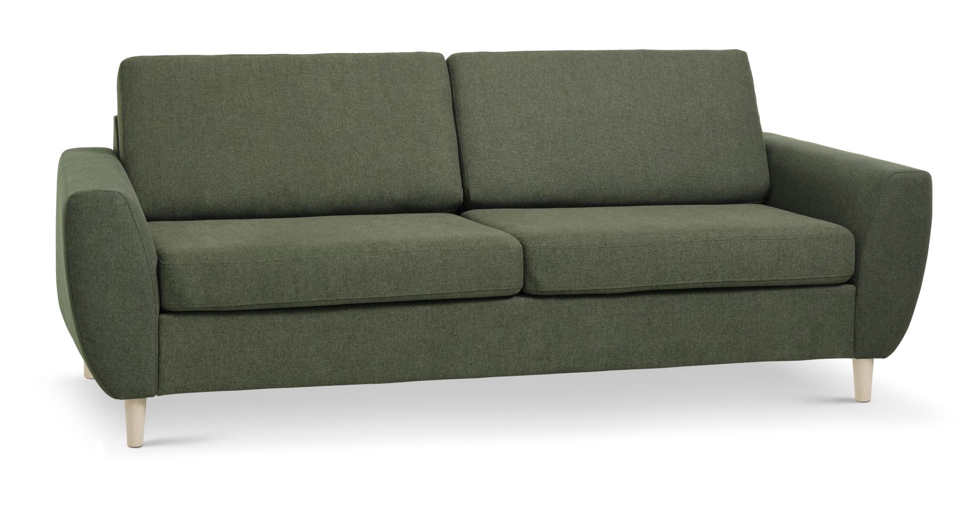 Wendy 2,5 pers. sofa - vinter mosgrøn polyester stof og natur træ