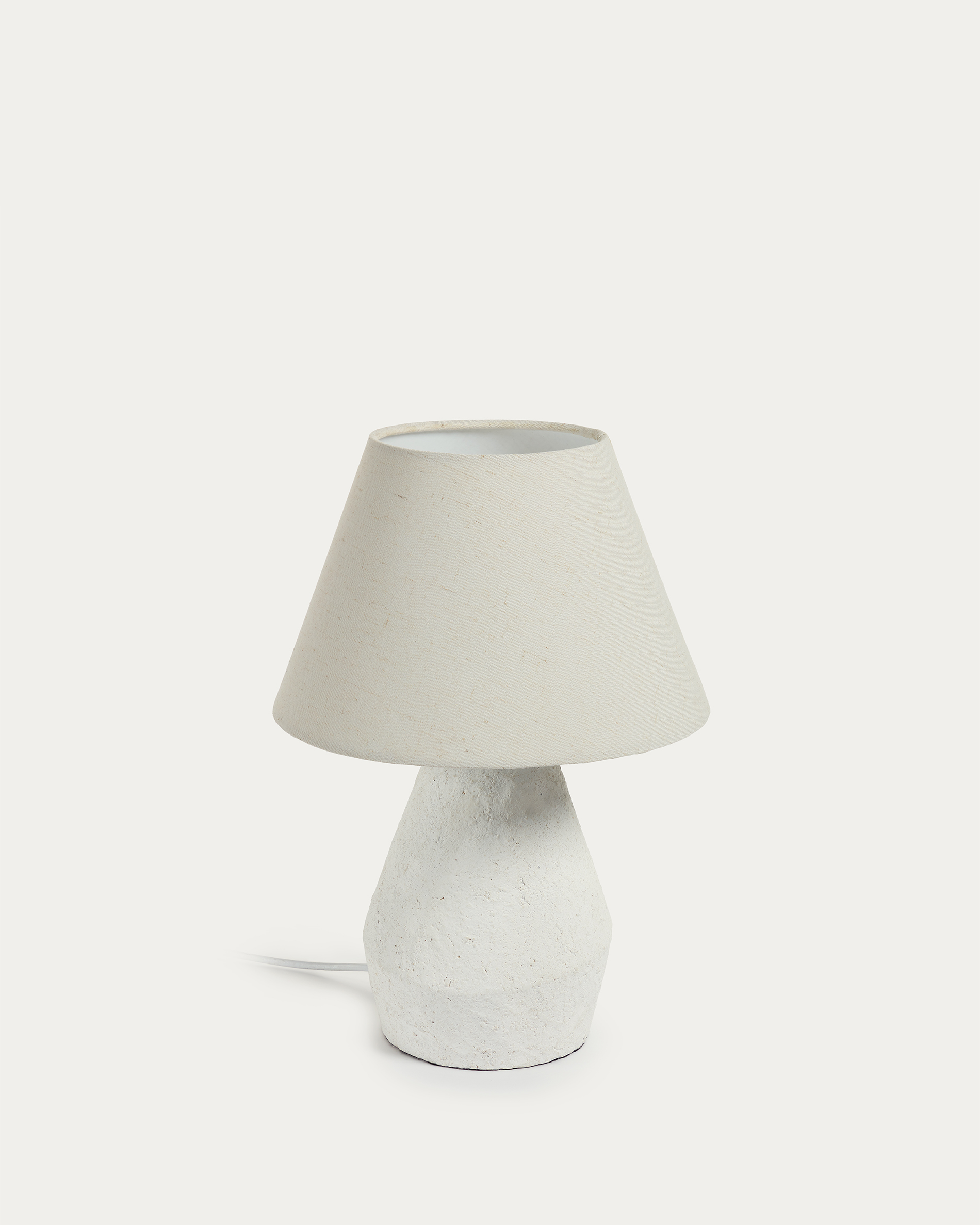 Billede af LAFORMA Noara bordlampe, rund - hvid linned og magnesium (Ø30)