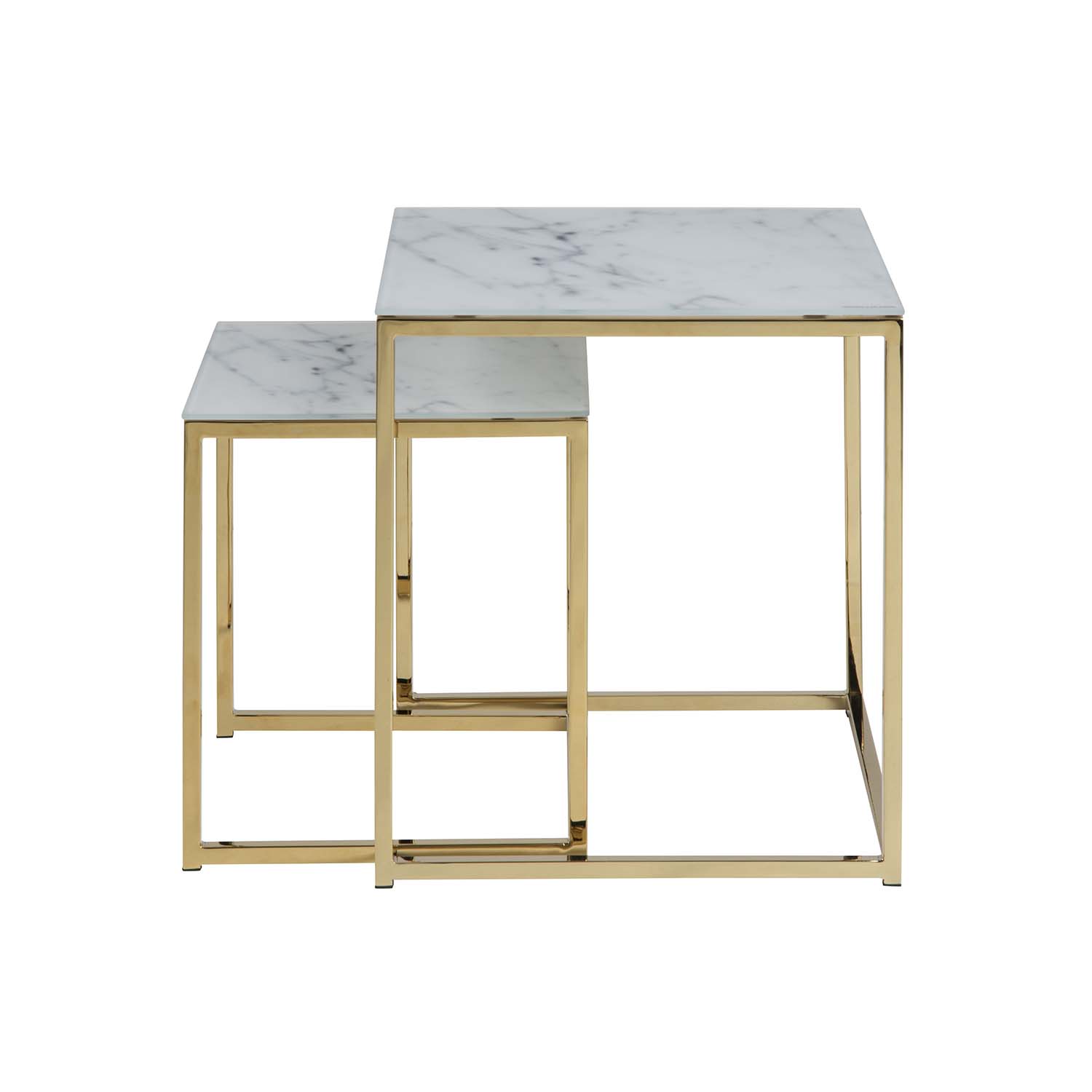 Billede af ACT NORDIC Alisma indskudsborde - glas m. hvid marmor print og guld metal