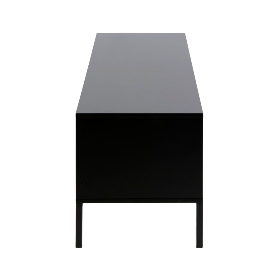 ACT NORDIC Seaford TV-Tisch - Naturpapier Wildeiche und schwarzes MDF/Metall, mit 2 Türen und 1 Schublade