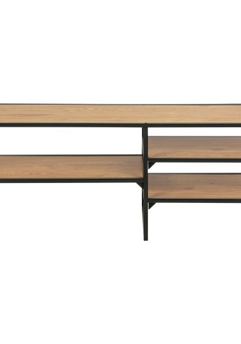 ACT NORDIC Seaford TV-Ständer - Natur/Schwarzpapier Wildeiche/Metall, mit 3 Ablagen