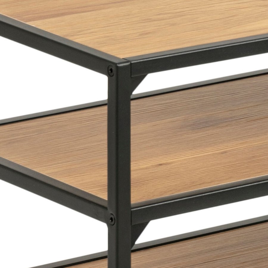 ACT NORDIC Seaford TV-Ständer - Natur/Schwarzpapier Wildeiche/Metall, mit 3 Ablagen