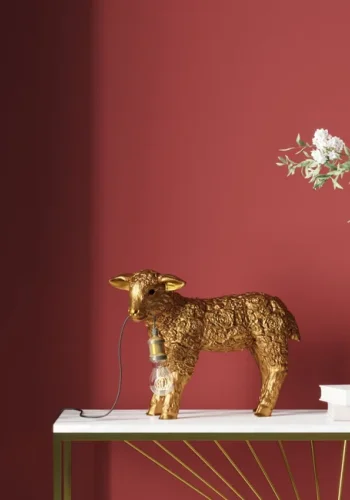 KARE DESIGN Animal Flower Sheep bordlampe - guld polyresin