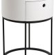 ACT NORDIC Polo nattbord, m. 1 skuff, rund - hvit MDF og sort stl (40)