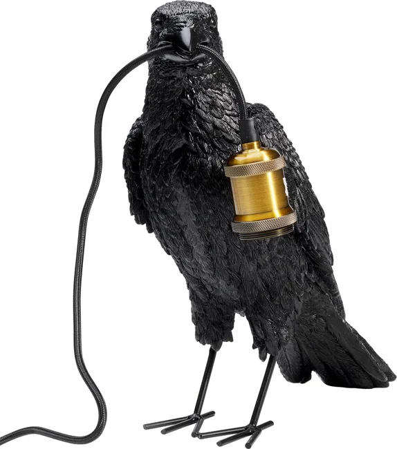 KARE DESIGN Animal Crow bordlampe - matt sort polyresin og kobber aluminium