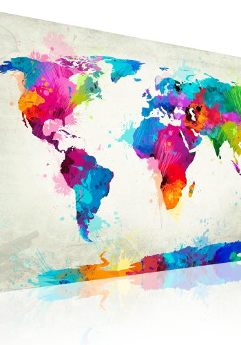 ARTGEIST An Explosion of Colors - Multifarvet verdenskort i trykt p� l�rred - Flere st�rrelser