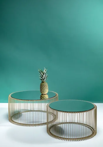 KARE DESIGN Wire Brass sofabord - spejlglas/messing stl, rundt (2/st)