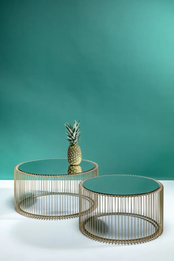 KARE DESIGN Wire Brass sofabord - spejlglas/messing stl, rundt (2/st)