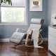 Songmics gyngestol, m. arml�n, justerbar fodst�tte i 5 pos. - lysegr� bomuld stof og natur birketr�