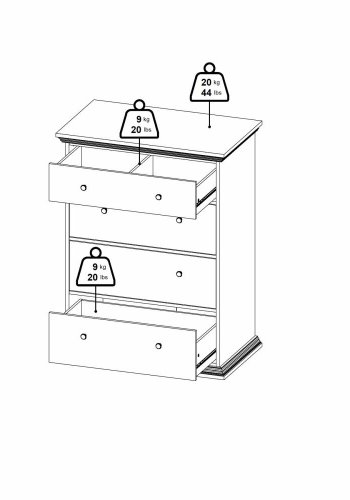 TVILUM North kommode med 4 skuffer, mat sort, 86,3 x 51,6 x 115,6 cm