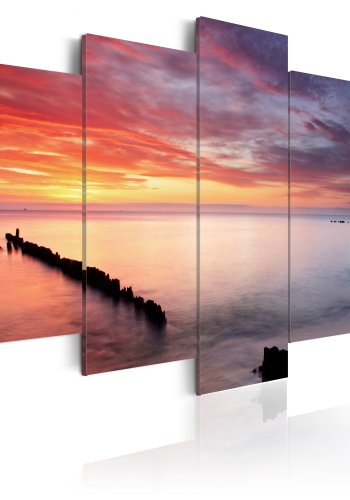 ARTGEIST Farbenspiel am Meer - Sonnenuntergang ber dem Meer auf Leinwand gedruckt - Mehrere Gren