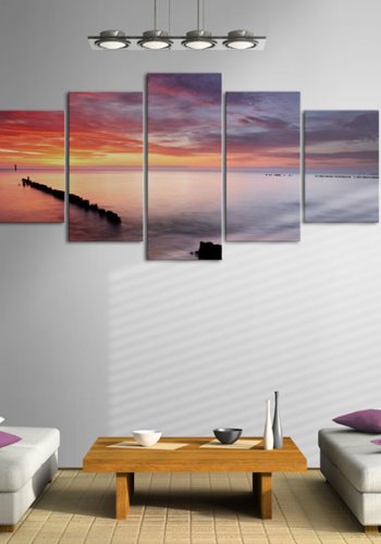 ARTGEIST Farbenspiel am Meer - Sonnenuntergang ber dem Meer auf Leinwand gedruckt - Mehrere Gren