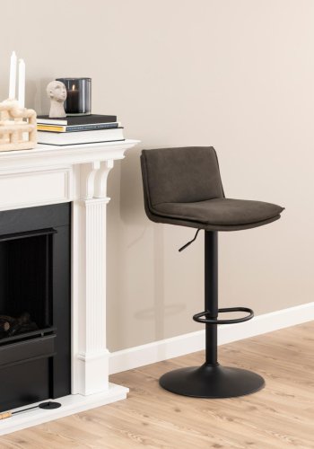 ACT NORDIC Flynn Barhocker, m. Rückenlehne, Drehfunktion, Gasdruckfeder, Fußstütze – anthrazitgrau, schwarzer Stahl