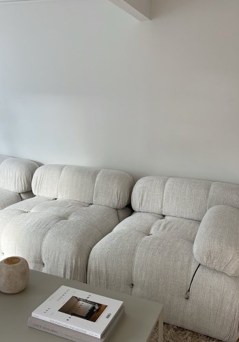 NORDV�RK Bubble L1-O1-1R 3 pers. sofa - creme bouclette polyester og mat sort plast