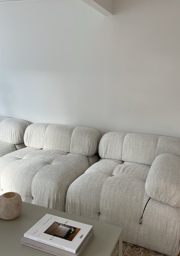 NORDV�RK Bubble L1-O1-1R 3 pers. sofa - creme bouclette polyester og mat sort plast