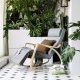 Songmics gyngestol, m. arml�n, justerbar fodst�tte i 5 pos. - lysegr� bomuld stof og natur birketr�