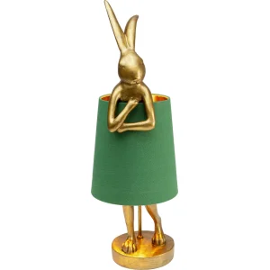 KARE DESIGN Animal Rabbit bordslampa - grönt linne och guld polyresin/stl