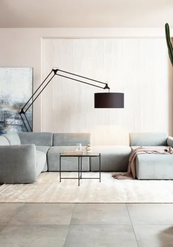 KARE DESIGN Lucca Grey puf til modul sofa, 76 cm - gr stof og PVC