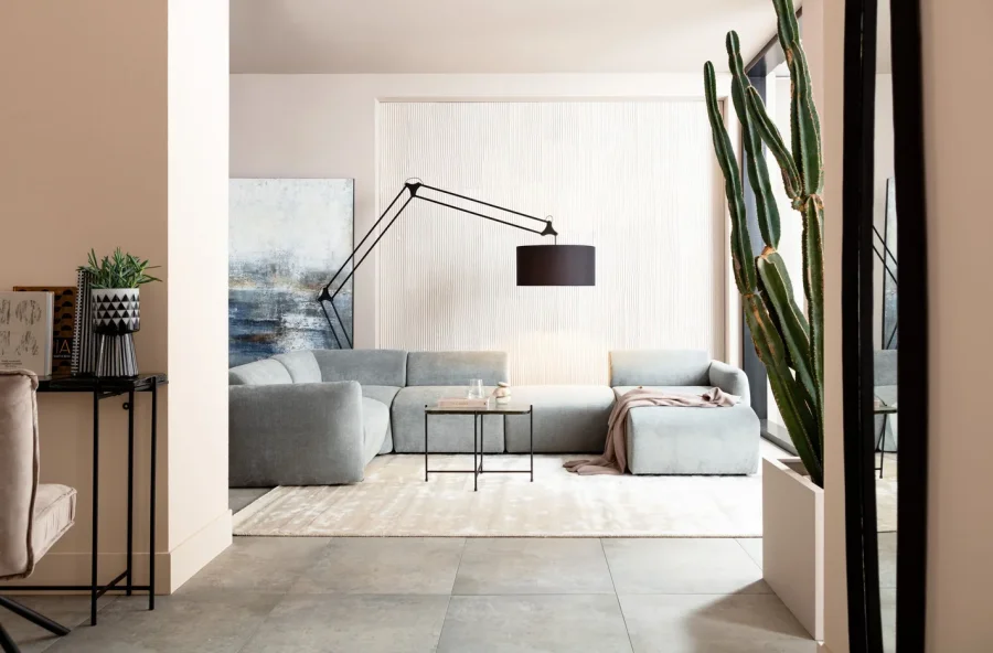 KARE DESIGN Lucca Grey puf til modul sofa, 76 cm - gr stof og PVC