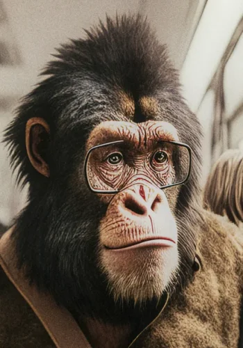 KARE DESIGN Commuter Monkey glasbillede, kvadratisk - multifarvet lamineret glas (60x60)