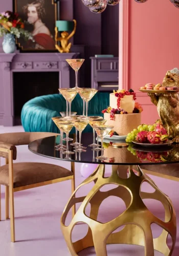 KARE DESIGN Volcano Gold spisebord, rund - rgfarvet glas og guld aluminium (120)