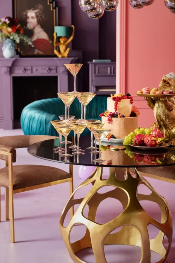 KARE DESIGN Volcano Gold spisebord, rund - rgfarvet glas og guld aluminium (120)