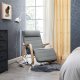Songmics gyngestol, m. arml�n, justerbar fodst�tte i 5 pos. - lysegr� bomuld stof og natur birketr�
