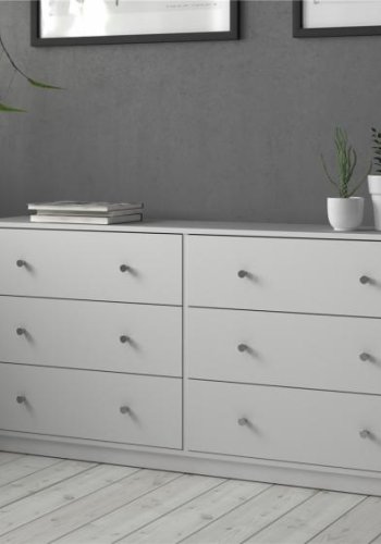 TVILUM May Doppelkommode mit 6 Schubladen - wei�e Folie und Kunststoff