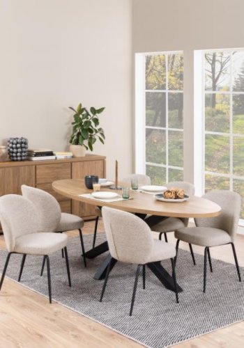 ACT NORDIC Patricia Esszimmerstuhl - beiger Stoff und schwarzer Stahl