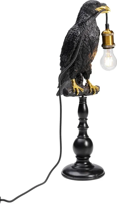 KARE DESIGN Animal Sitting Crow bordlampe - sort polyresin og guld aluminium (H:61cm)